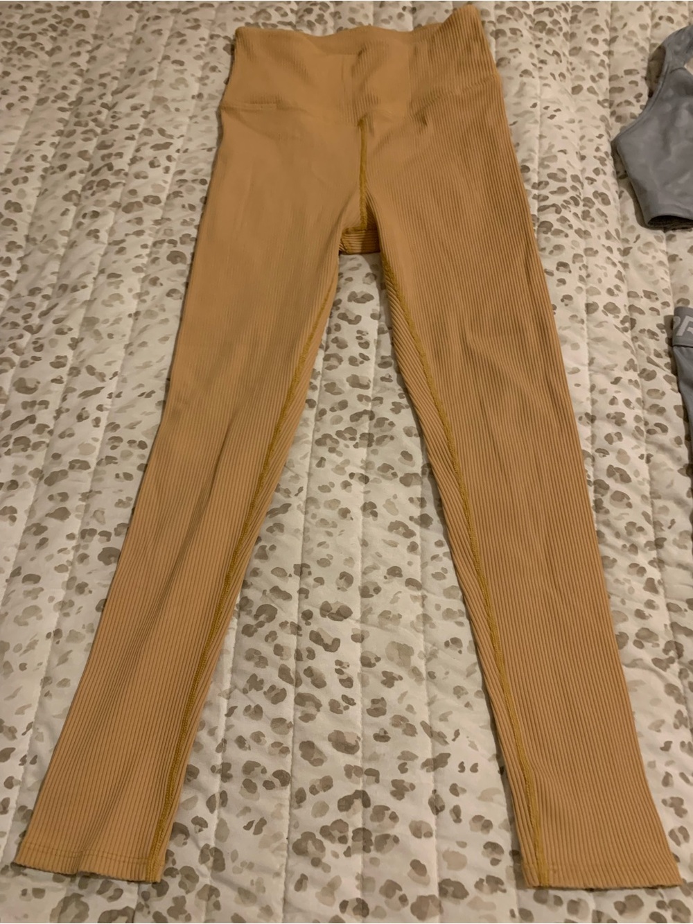 Carbon38 Ribbed High-Waist Jeggings in Mustard/Tan